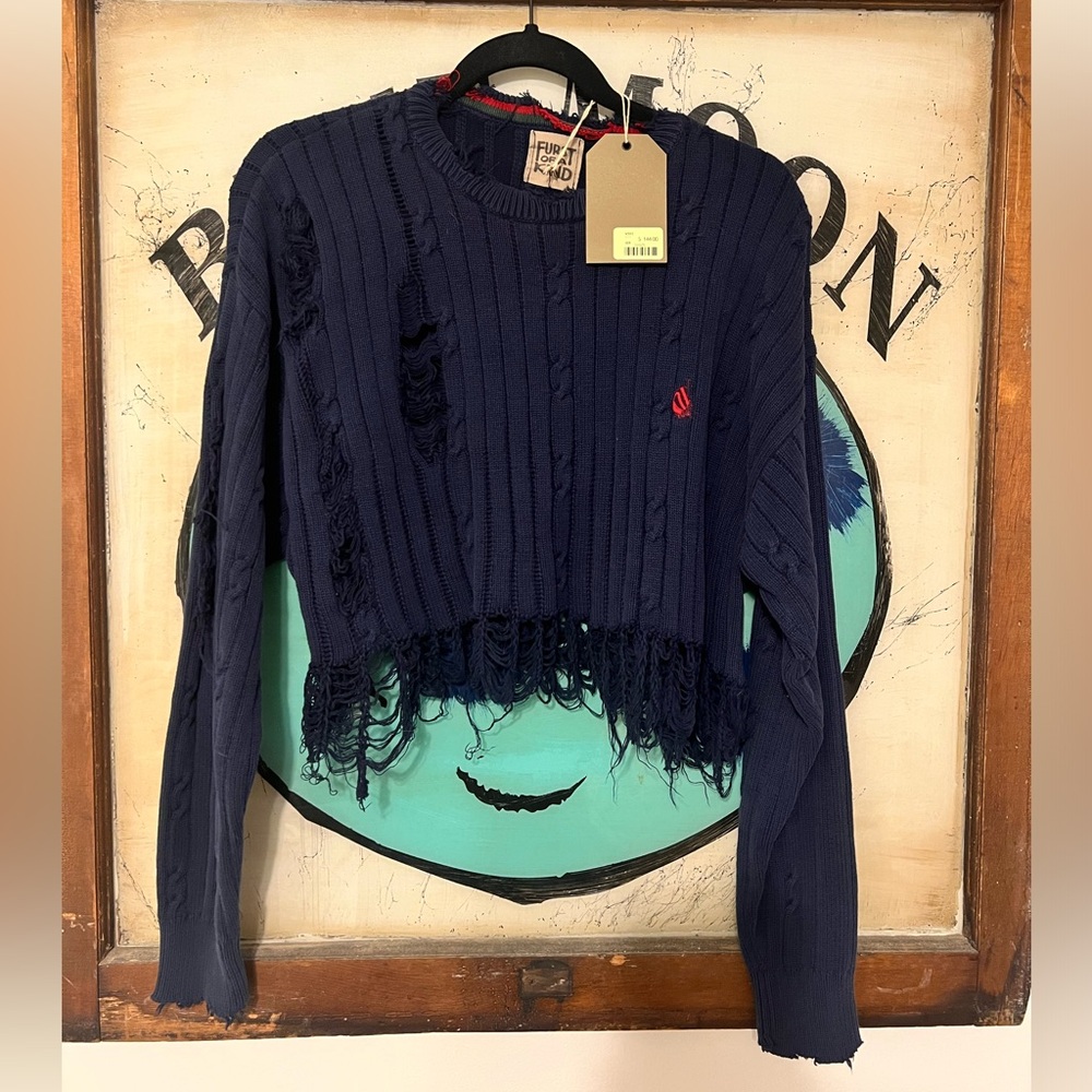 LF Furst Of A Kind Cropped Distressed Sweater